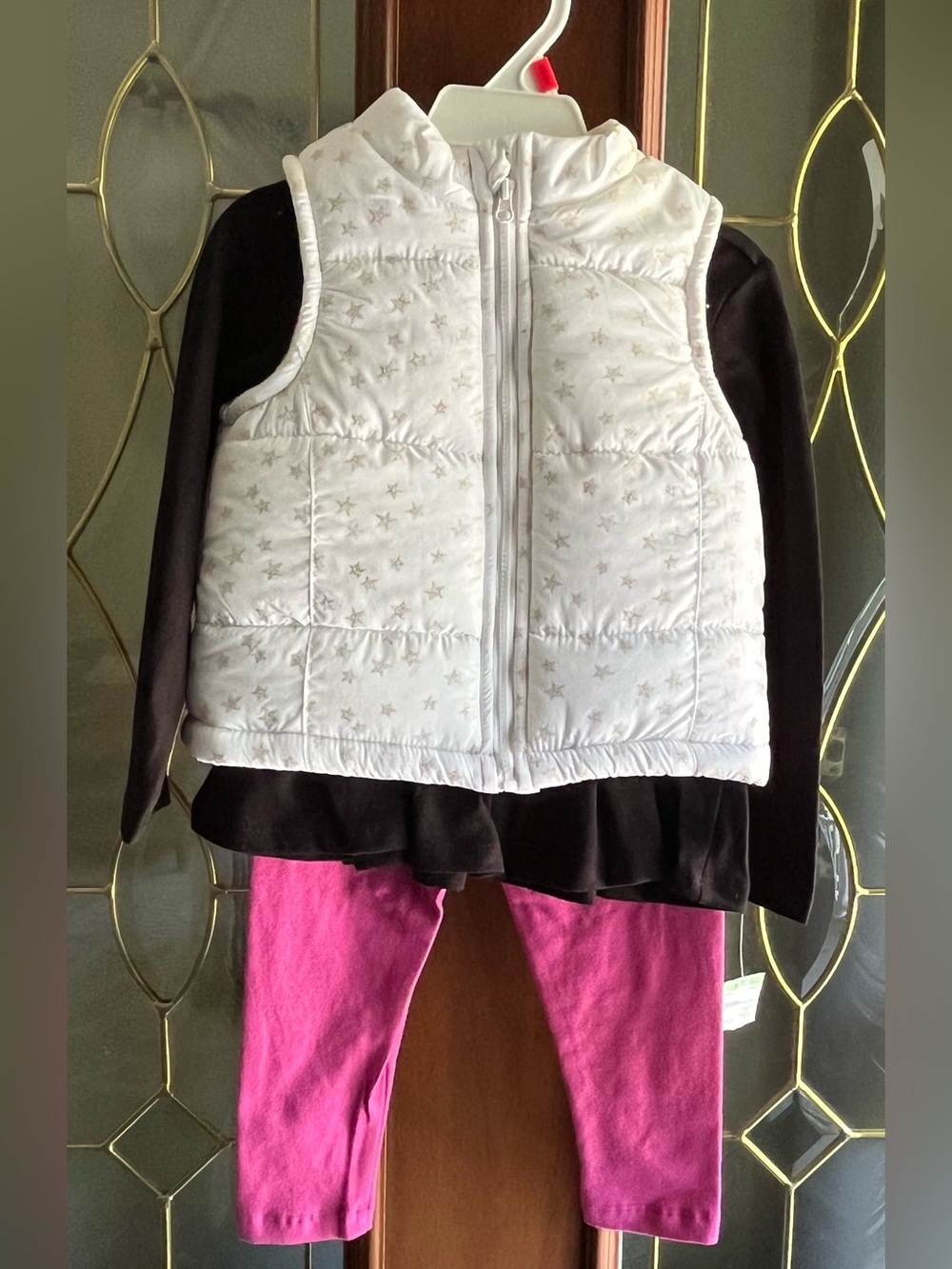 NWT Toughskins Longsleve Tee Leggings and Puffer Vest 3 Piece Set Girls Size 24M